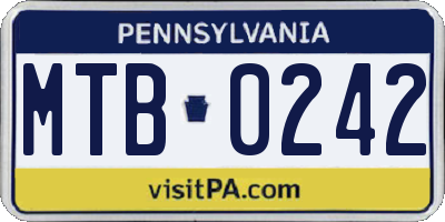 PA license plate MTB0242