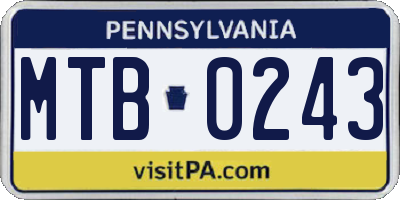 PA license plate MTB0243