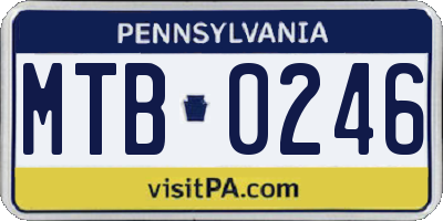 PA license plate MTB0246