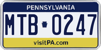 PA license plate MTB0247