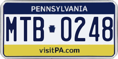 PA license plate MTB0248