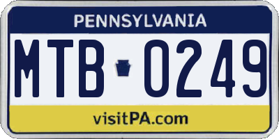 PA license plate MTB0249