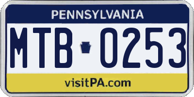 PA license plate MTB0253