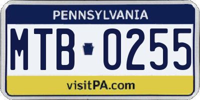 PA license plate MTB0255
