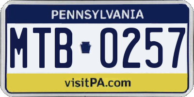 PA license plate MTB0257