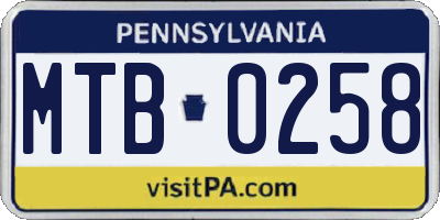 PA license plate MTB0258