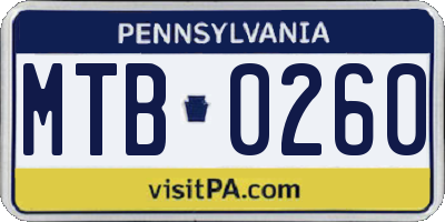 PA license plate MTB0260