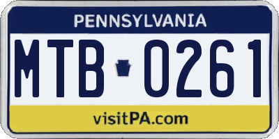 PA license plate MTB0261