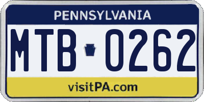 PA license plate MTB0262