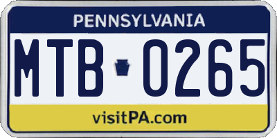 PA license plate MTB0265