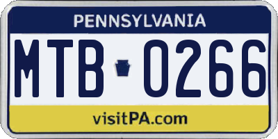 PA license plate MTB0266