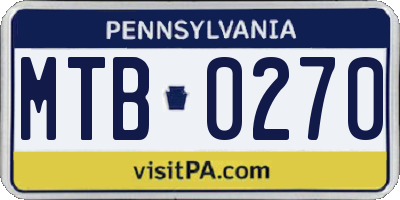 PA license plate MTB0270