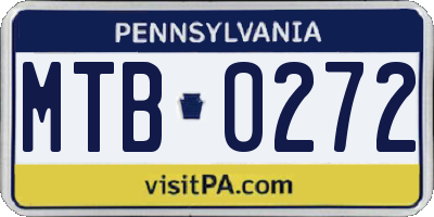 PA license plate MTB0272