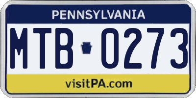 PA license plate MTB0273