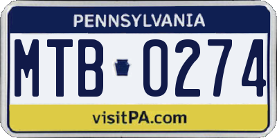 PA license plate MTB0274