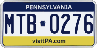 PA license plate MTB0276