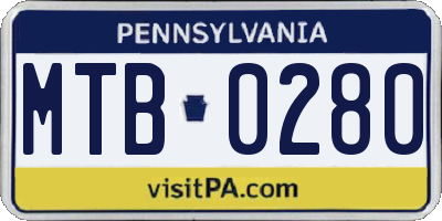 PA license plate MTB0280