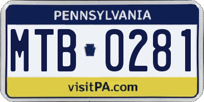 PA license plate MTB0281