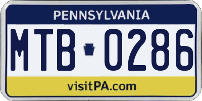 PA license plate MTB0286