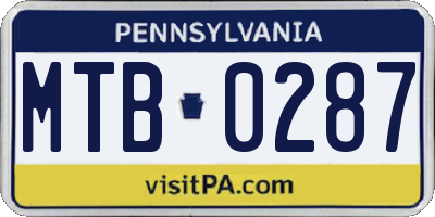 PA license plate MTB0287