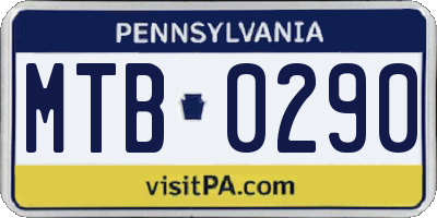 PA license plate MTB0290