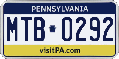 PA license plate MTB0292