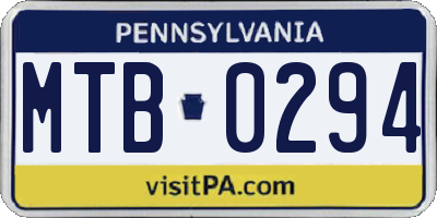 PA license plate MTB0294