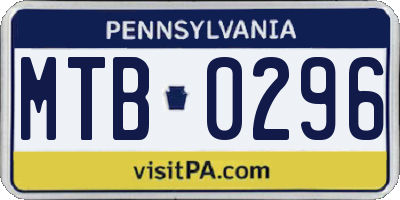 PA license plate MTB0296