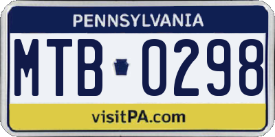 PA license plate MTB0298