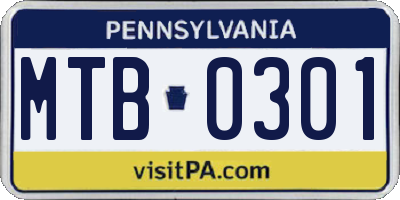 PA license plate MTB0301