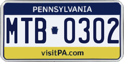 PA license plate MTB0302