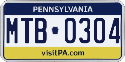 PA license plate MTB0304