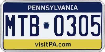 PA license plate MTB0305