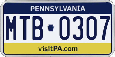 PA license plate MTB0307