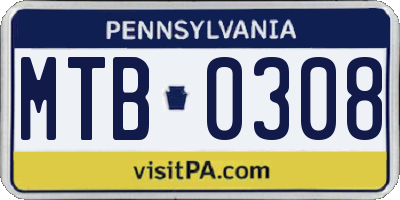 PA license plate MTB0308