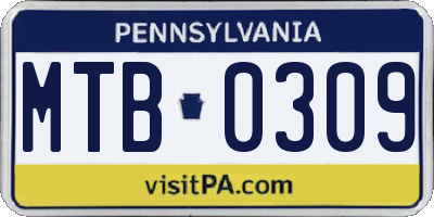 PA license plate MTB0309