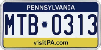 PA license plate MTB0313
