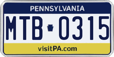 PA license plate MTB0315