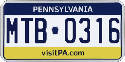 PA license plate MTB0316