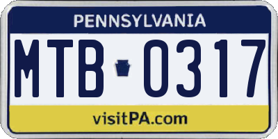 PA license plate MTB0317