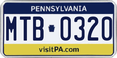 PA license plate MTB0320