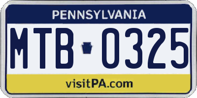 PA license plate MTB0325