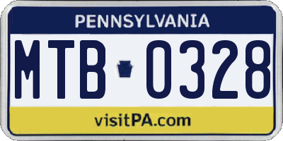 PA license plate MTB0328