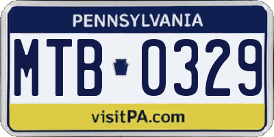 PA license plate MTB0329