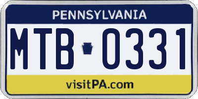 PA license plate MTB0331