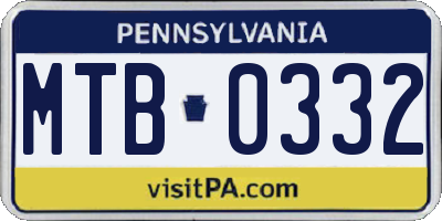 PA license plate MTB0332