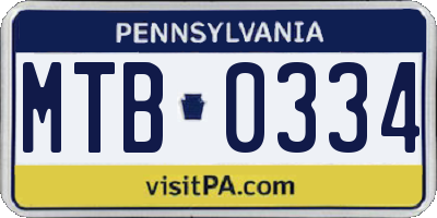 PA license plate MTB0334