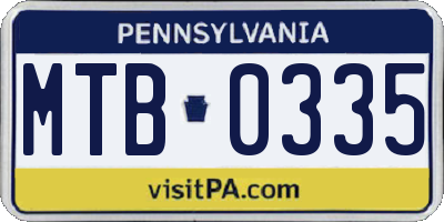 PA license plate MTB0335