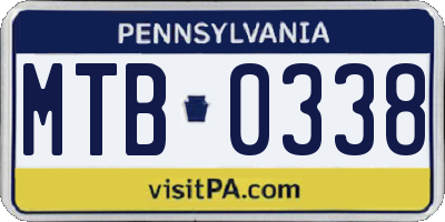 PA license plate MTB0338
