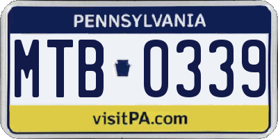PA license plate MTB0339